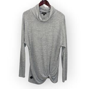 Simply Southern Tunic Cowl Neck Twist-Hem Heather Grey Cozy Long Turtleneck